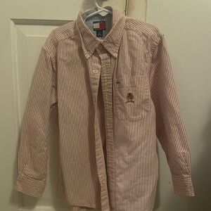 Tommy Hilfiger Red Striped Kids Button Down Shirt